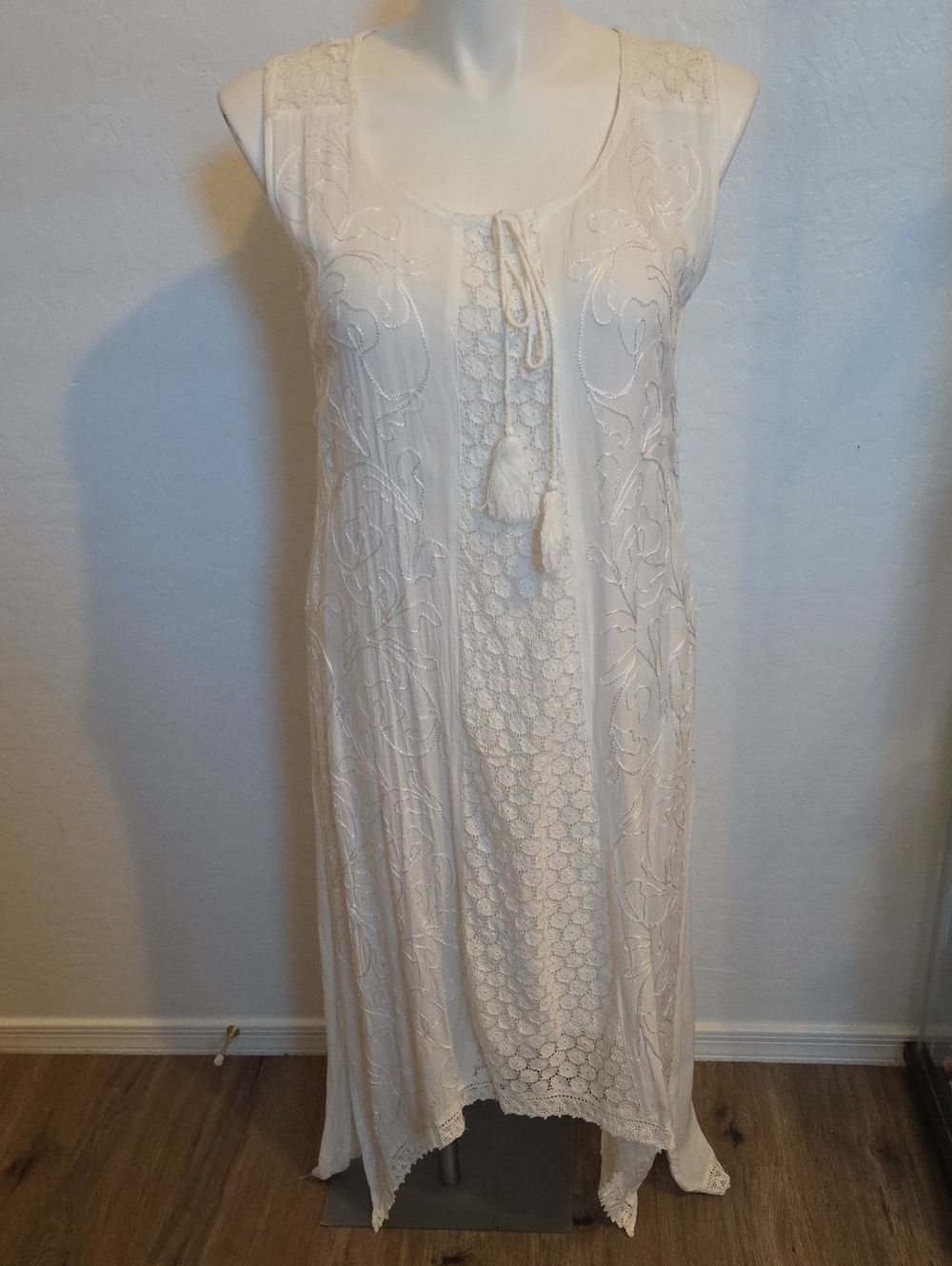 S.R. Fashion Cream Rayon Dress - Medium